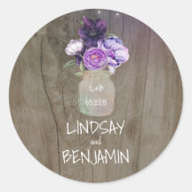 Plum Lilac Flowers Mason Jar Rustic Boda