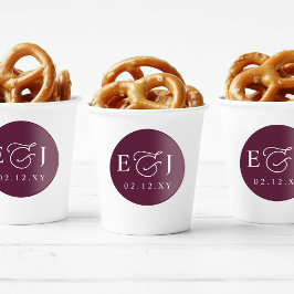 Pegatina Redonda Plum Modern Iniciales Boda Monograma