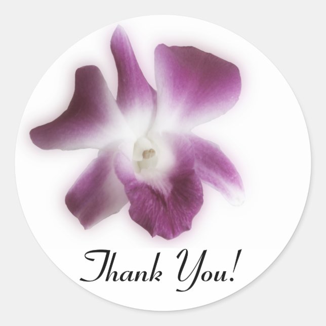Pegatina Redonda Plum Orchid, ¡Gracias! (Anverso)