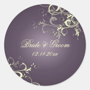 Pegatina Redonda Plum vainilla gira pegatinas de boda