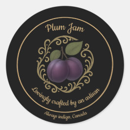 Pegatina Redonda Plum Velvet – Gourmet Jam Label