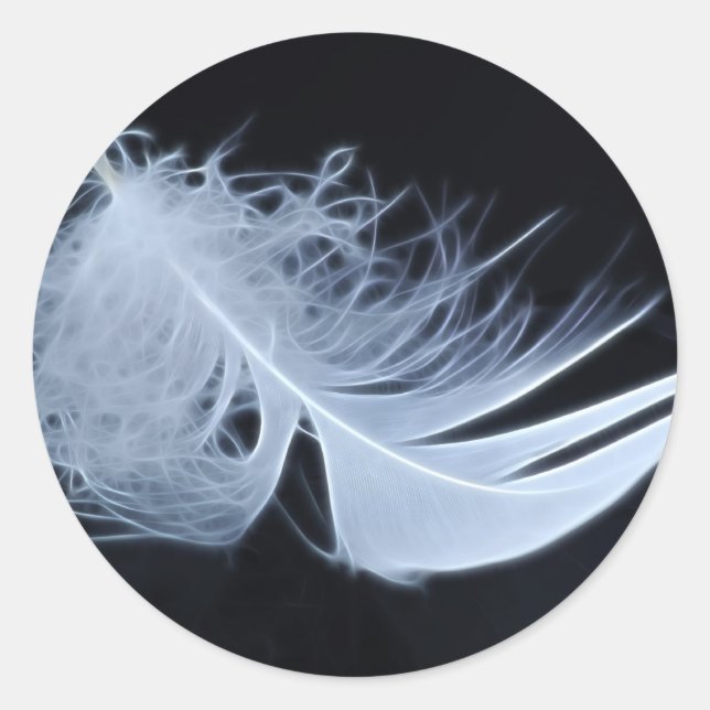 Pegatina Redonda Pluma blanca - angélica por naturaleza (Anverso)