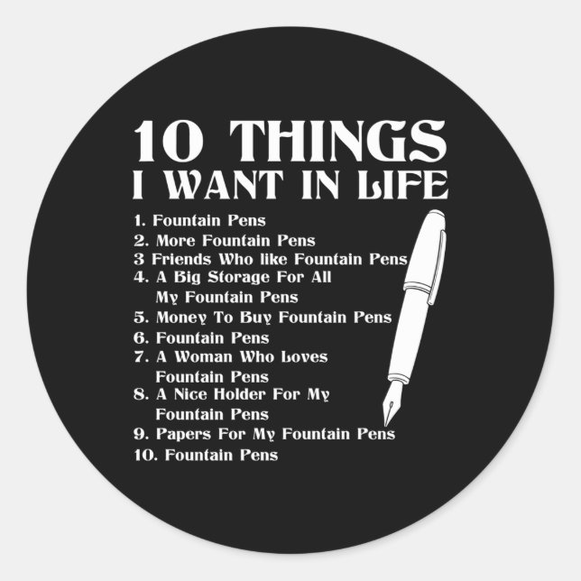 Pegatina Redonda Pluma de la fuente (Anverso)