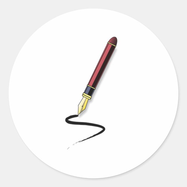 Pegatina Redonda Pluma estilográfica (Anverso)