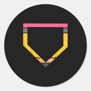 Pegatina Redonda Pluma Plato de Home Beisbol Amantes Chicos Espalda
