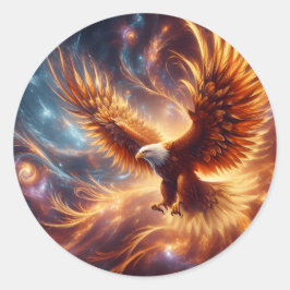 Pegatina Redonda plumas de oro de águila