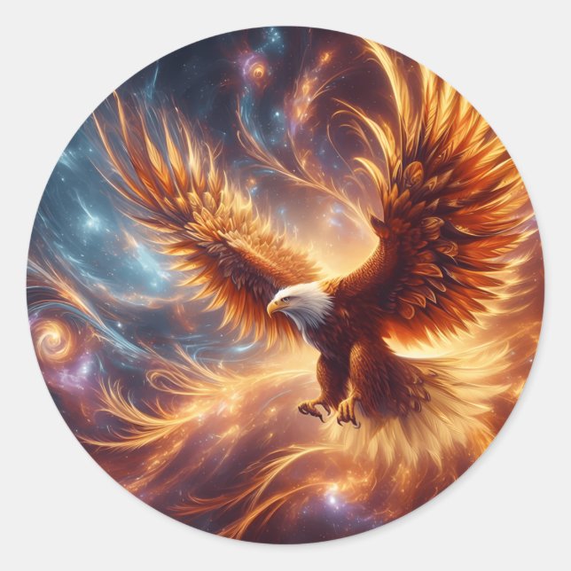 Pegatina Redonda plumas de oro de águila (Anverso)