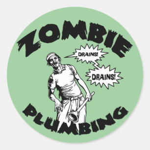 Pegatina Redonda Plumbing de Zombie
