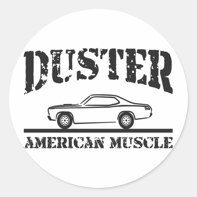 Pegatina Redonda Plymouth Duster American Muscar Car (Anverso)