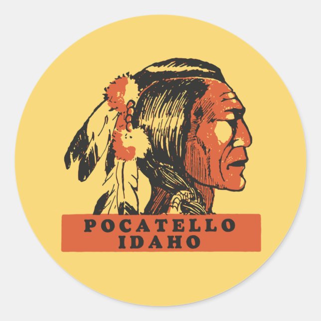 Pegatina Redonda Pocatello Idaho (Anverso)