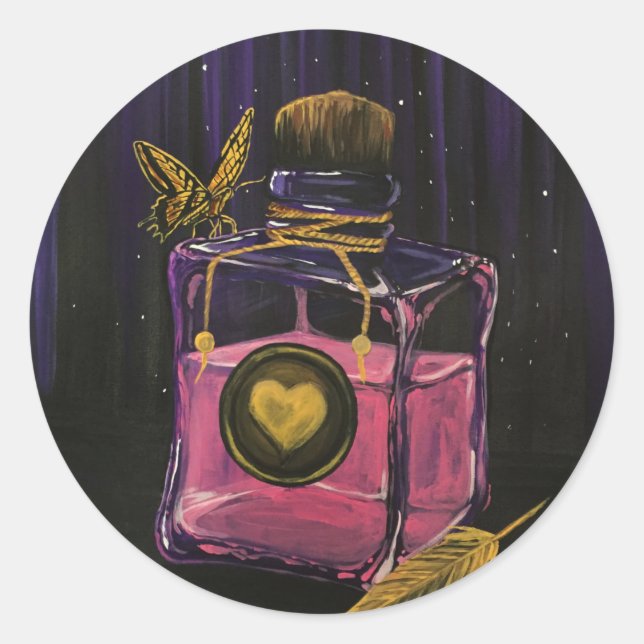 Pegatina Redonda Poción de amor (Anverso)