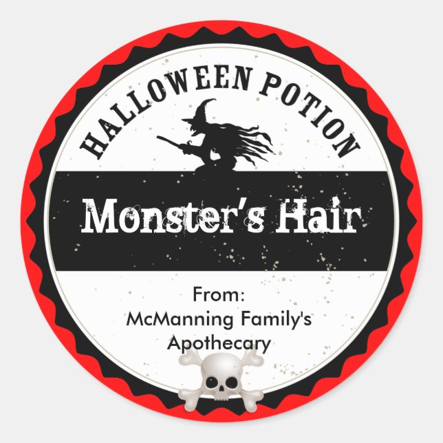 Pegatina Redonda Poción de Halloween (Anverso)