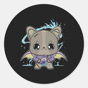 Pegatina Redonda Poción mágica del perro anime del bulldog