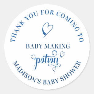 Pegatina Redonda Poción para Hacer Bebé Niño Baby Shower Gracias
