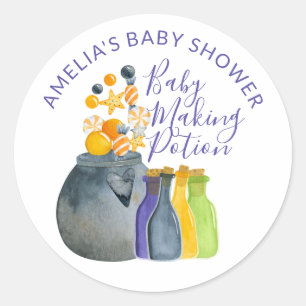 Pegatina Redonda Poción para hacer bebés Favor de Baby Shower de Ha