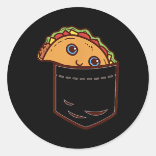 Pegatina Redonda Pocket Taco Martes Cinco De Mayo Comida Mexicana