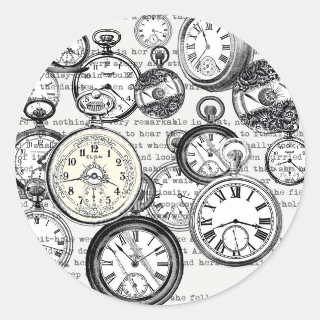 Pegatina Redonda Pocket Watch de Victoria Alicia en el país de las  (Anverso)
