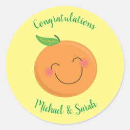 Pegatina Redonda Poco Cutie Tangerine Baby Shower Sexo Neutral