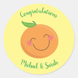 Pegatina Redonda Poco Cutie Tangerine Baby Shower Sexo Neutral