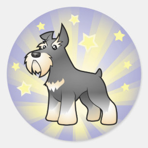 Pegatina Redonda Poco Schnauzer de la estrella