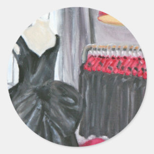 Pegatina Redonda "Poco vestido negro "