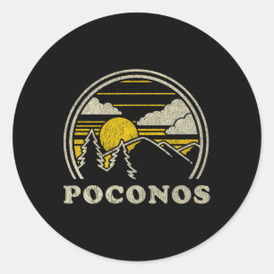 Pegatina Redonda Poconos Pensilvania Pa Camiseta Vintage Senderismo