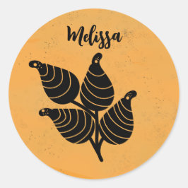 Pegatina Redonda Pod De Semillas Botánicas