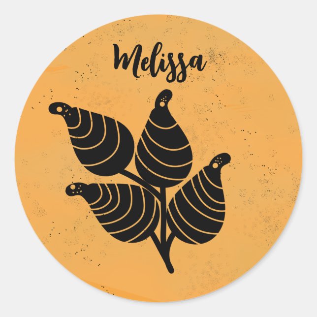 Pegatina Redonda Pod De Semillas Botánicas (Anverso)