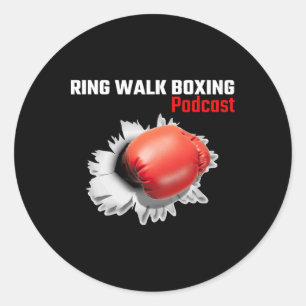 Pegatina Redonda Podcast de boxeo Ring Walk