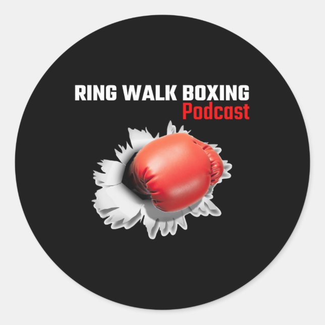 Pegatina Redonda Podcast de boxeo Ring Walk (Anverso)