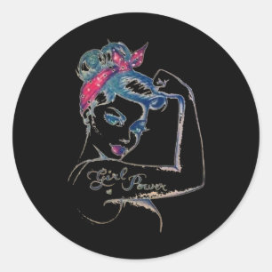 Pegatina Redonda Podemos curarlo Rosie Riveter Chica de cáncer de m