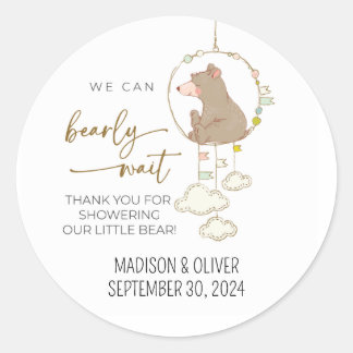 Pegatina Redonda Podemos Esperar A Baby Shower Gracias Pegatinas
