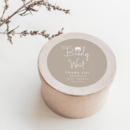 Pegatina Redonda Podemos Esperar A La Moderna Baby Shower Minimalis