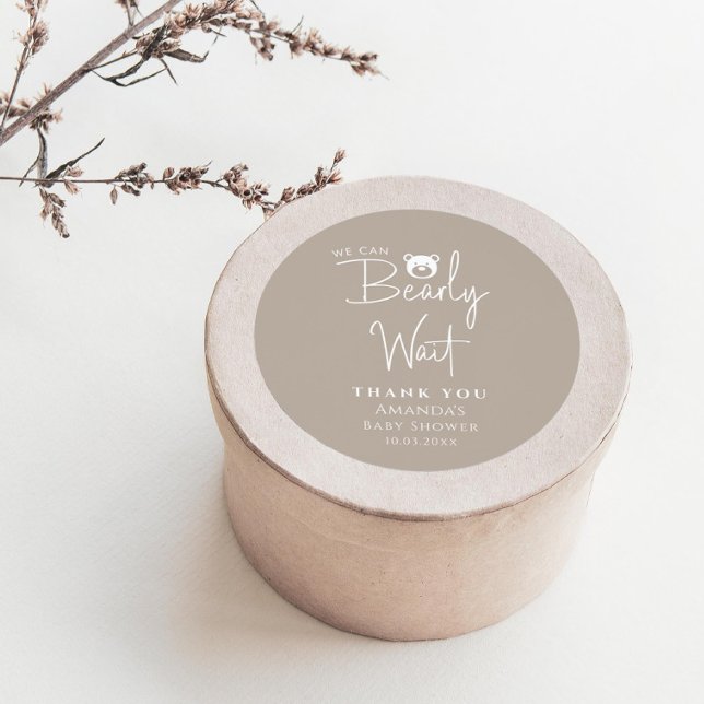 Pegatina Redonda Podemos Esperar A La Moderna Baby Shower Minimalis (Subido por el creador)