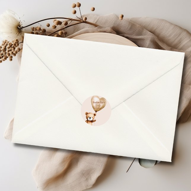 Pegatina Redonda Podemos esperar a que Baby Shower sea neutral desd (We Can Bearly Wait Gender Neutral Baby Shower Classic Round Sticker)