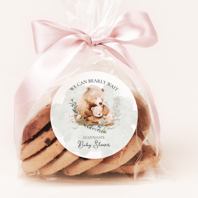 Pegatina Redonda Podemos Esperar A Teddy Bear Baby Shower (Subido por el creador)