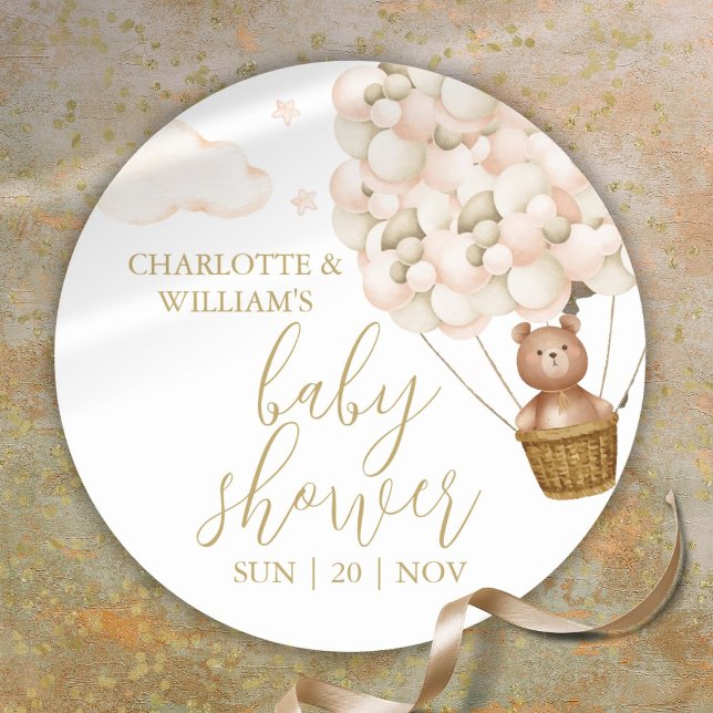 Pegatina Redonda Podemos Esperar A Teddy Bear Baby Shower (We Can Bearly Wait Teddy Bear Baby Shower Classic Round Sticker)