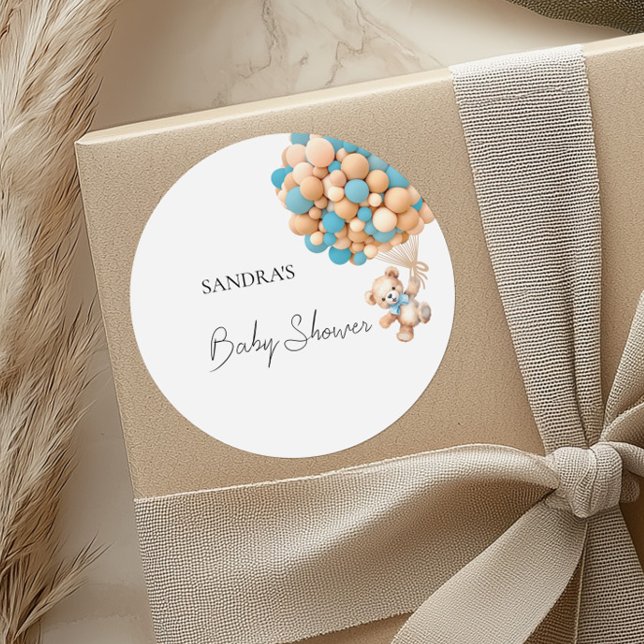 Pegatina Redonda Podemos Esperar A Teddy Bear Blue Balloon (Subido por el creador)