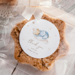 Pegatina Redonda Podemos esperar a Teddy Bear en la nube Baby Showe