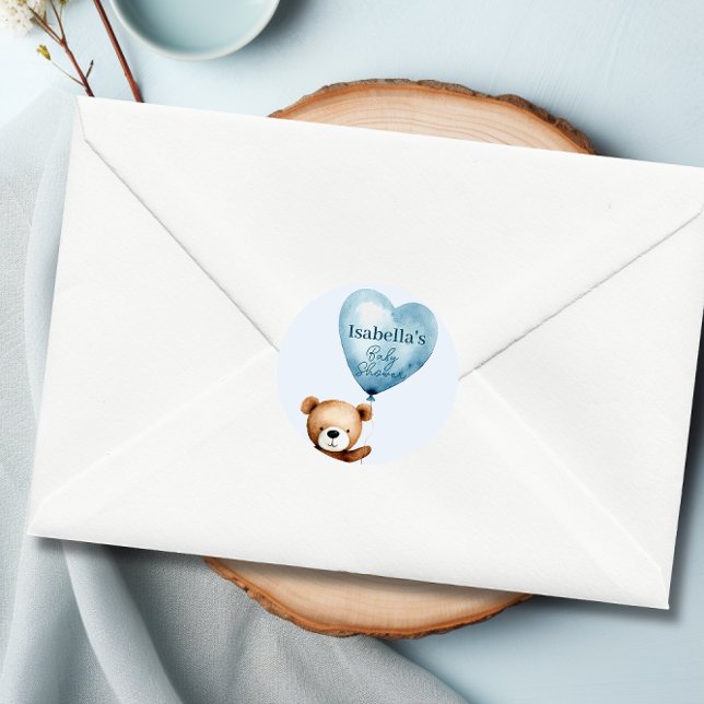 Pegatina Redonda Podemos Esperar Al Niño Baby Shower (We Can Bearly Wait Boy Baby Shower Classic Round Sticker)