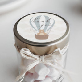 Pegatina Redonda Podemos Esperar. | Baby Boy Blue Balloon Shower