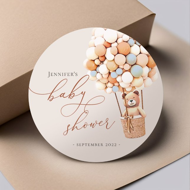 Pegatina Redonda ¡Podemos Esperar! Baby Shower Classic Round Stic (Subido por el creador)