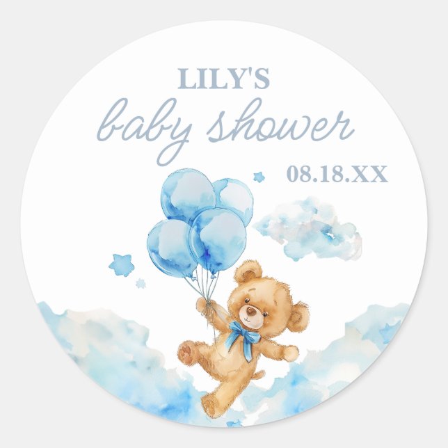Pegatina Redonda Podemos Esperar El Baby Shower De Blue Boy (Anverso)