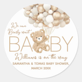 Pegatina Redonda Podemos esperar prematuramente Baby Shower neutral