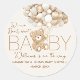 Pegatina Redonda Podemos esperar prematuramente Baby Shower neutral