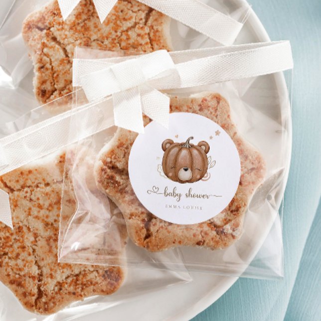 Pegatina Redonda Podemos Esperar Un Pequeño Oso De Calabaza (Subido por el creador)