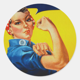 Pegatina Redonda Podemos hacerlo Rosie the Riveter