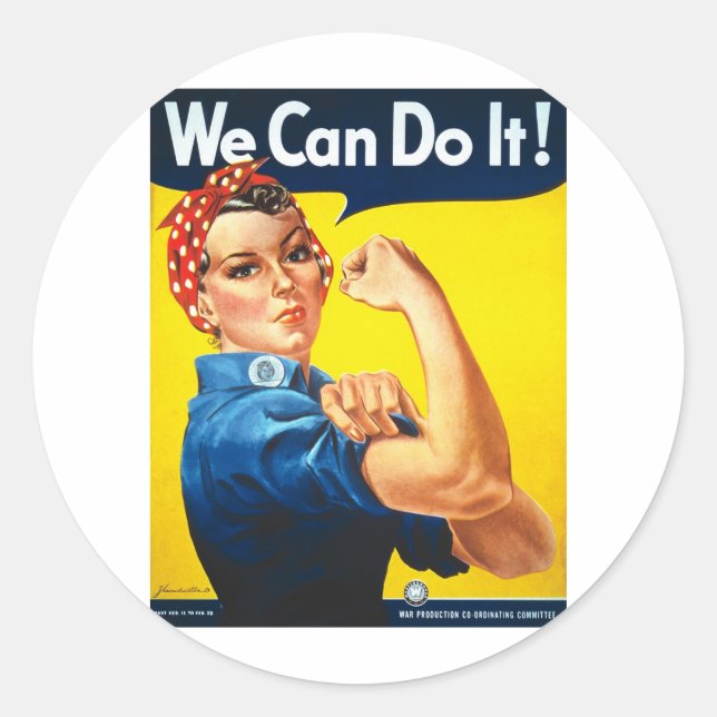 Pegatina Redonda ¡Podemos Hacerlo! Rosie the Riveter (Anverso)