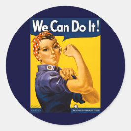Pegatina Redonda ¡Podemos Hacerlo! Rosie the Riveter Vintage WW2