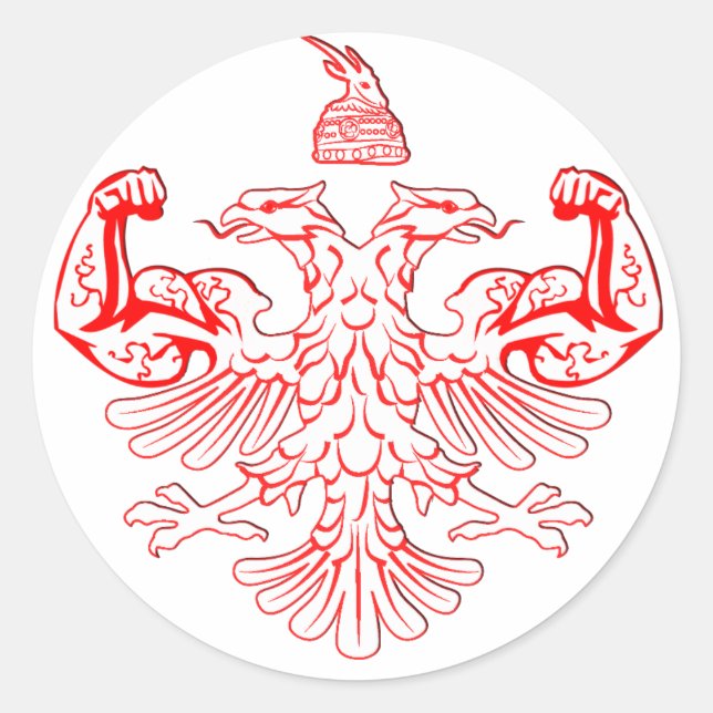 Pegatina Redonda Poder albanés (Anverso)